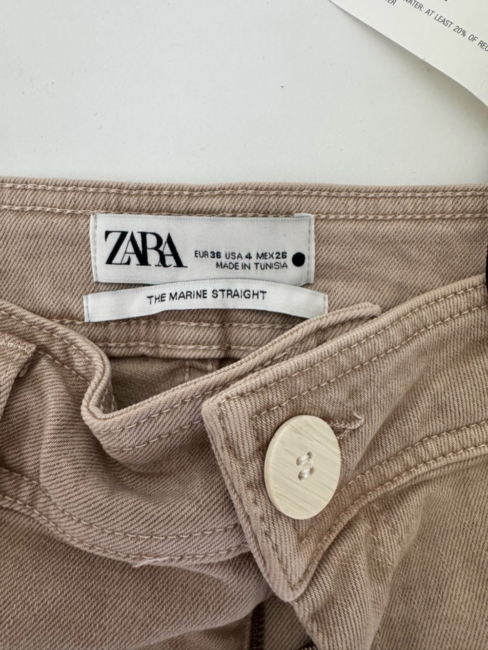 NWT ZARA Marine Straight Jeans Bundle 2 Wide Leg High Rise Black Beige 4 Flaw - Picture 6 of 10